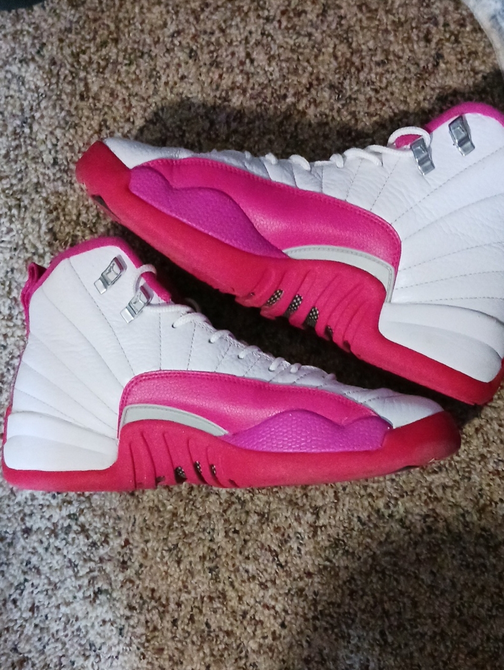 JORDANS -Nike White High-Top Sneakers with Pink Accents